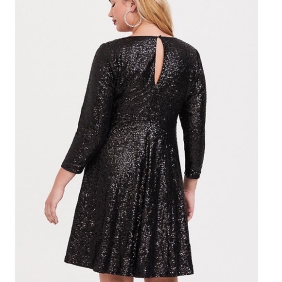 TORRID Special Occasion Black Sequin Skater Dress Party Cocktails Size 2 2X XXL - Picture 7 of 14